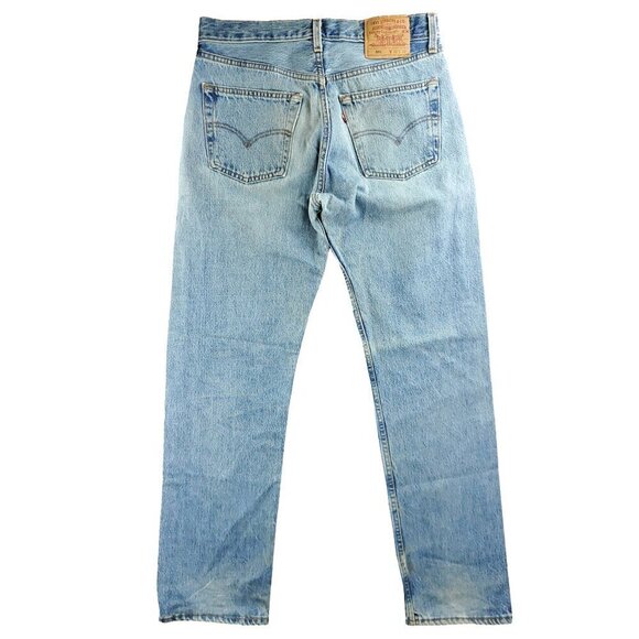 Levi's 501 Button Fly Jeans Vintage 90s USA Heavily Worn Grunge Denim 32x32 - Picture 2 of 12